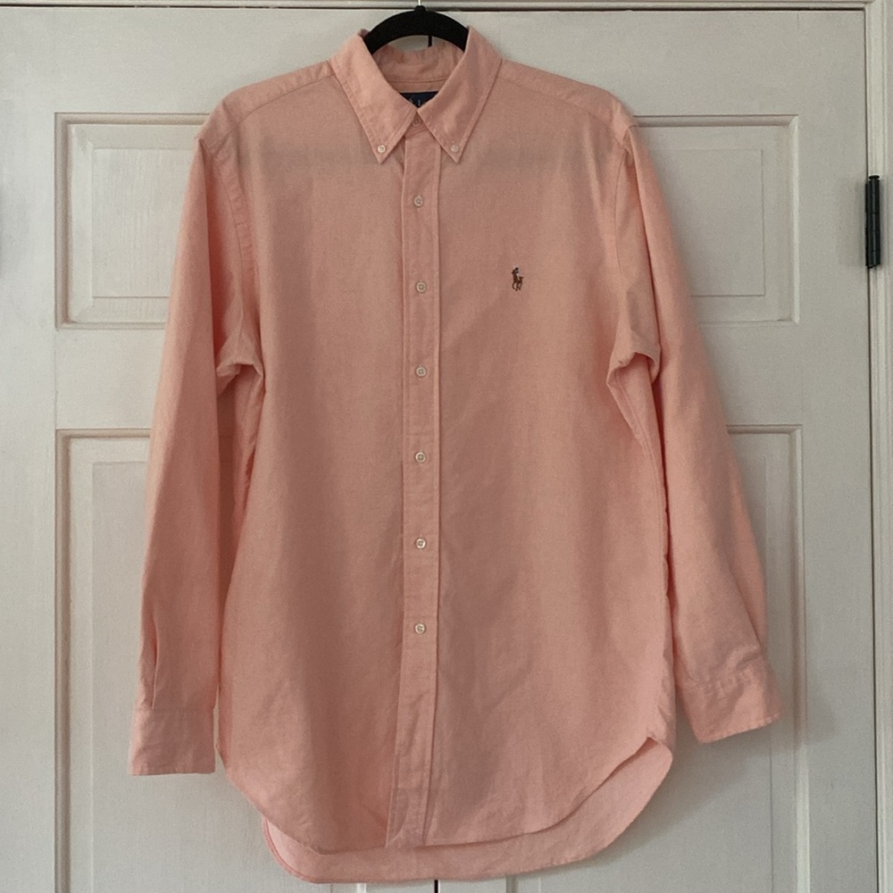 Ralph Lauren 90's Vintage Classic Preppy Long Sleeve Button Down Shirt Peach 15